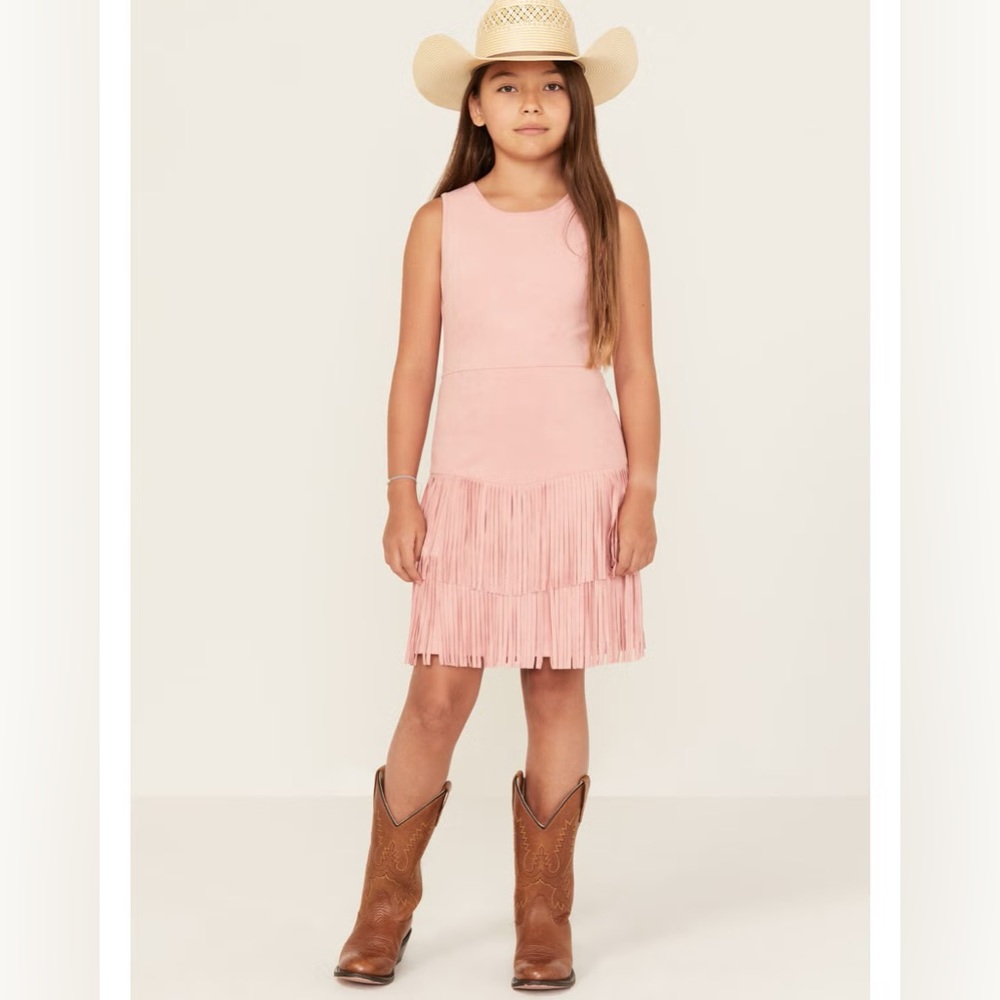 Shyanne Girls Faux Suede Fringe Dress